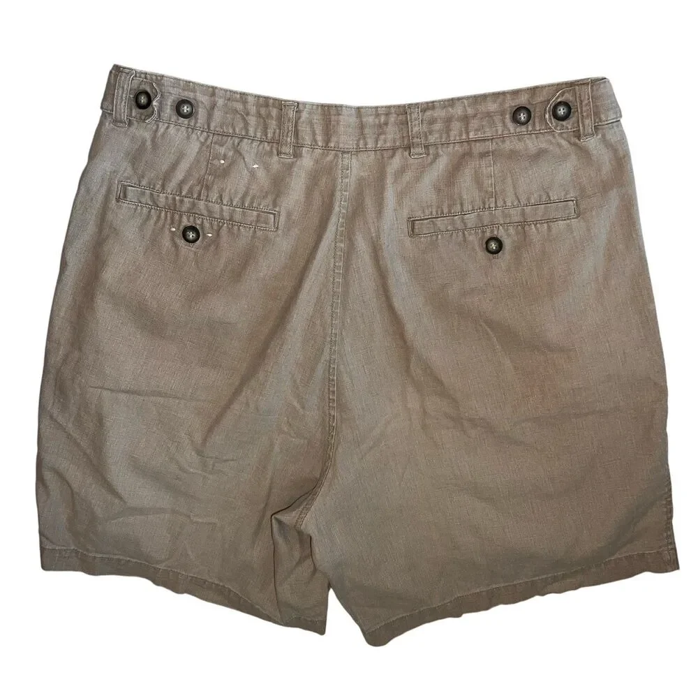 Stanley Blacker Shorts Men's 36 Khaki Tan Linen Blend Adjustable Waist